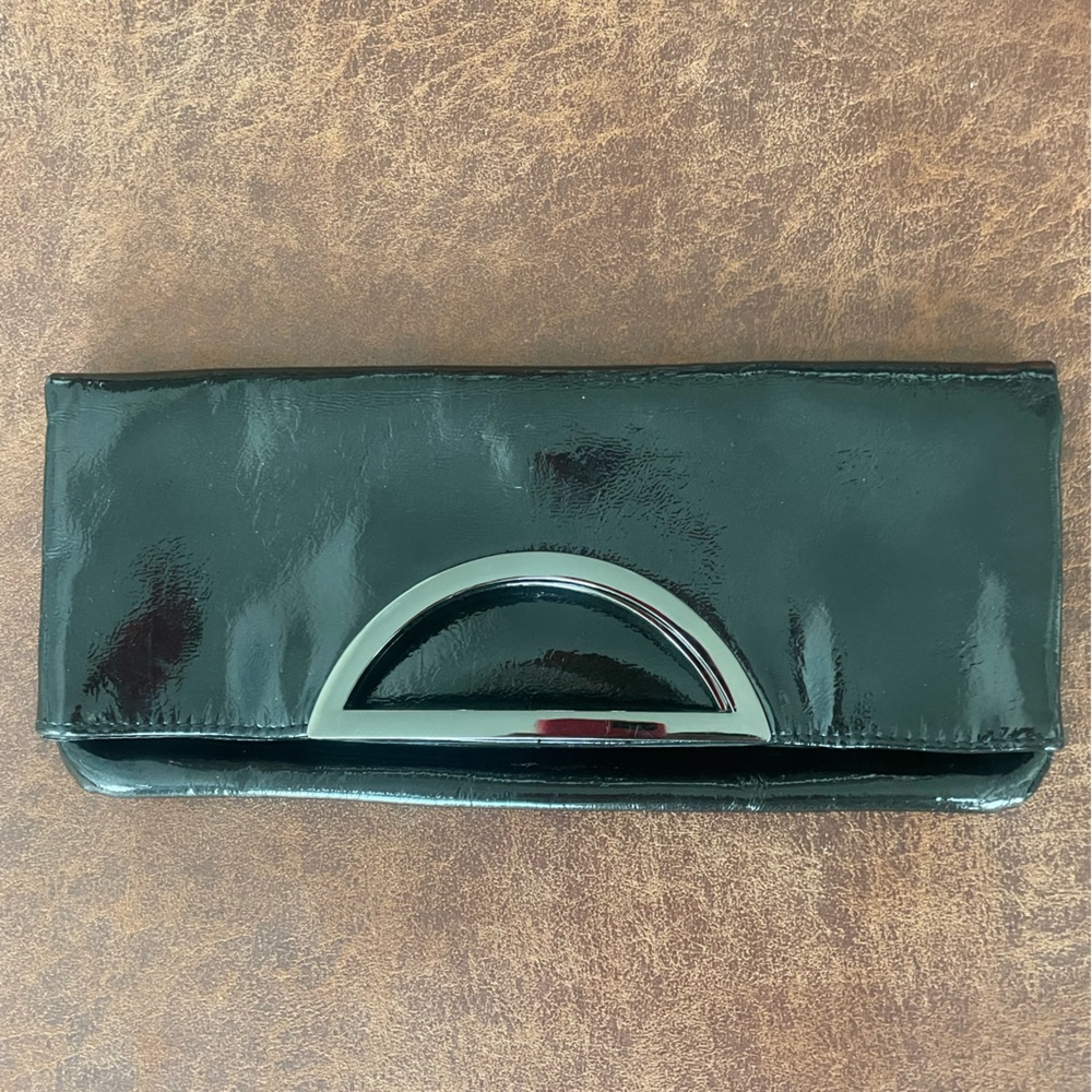 Style&co Black Patent Leather Foldover Clutch